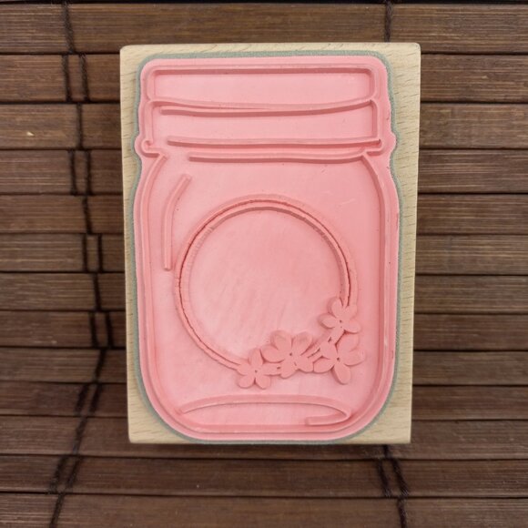 Cam & Chloe Flowers Jar Outline Hampton Art 2015 Janet Dunn Rubber Stamp PS0866 - Picture 2 of 3